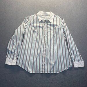 Pendleton Women's Shirt Striped White Cuff Long Sleeve Size‎ 14W